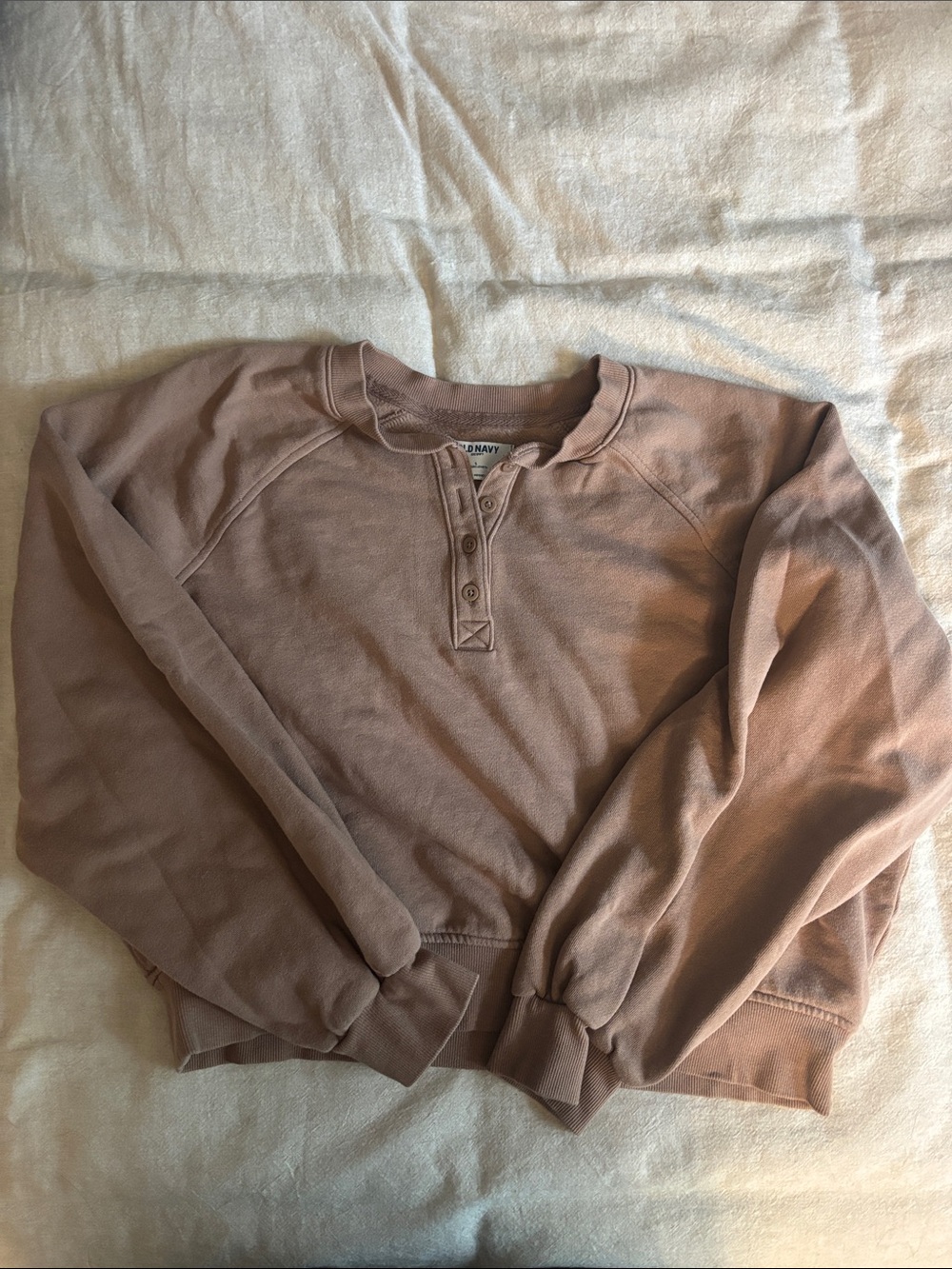 Old Navy Women’s Dusty Brown Crewneck Henley Sweatshirt